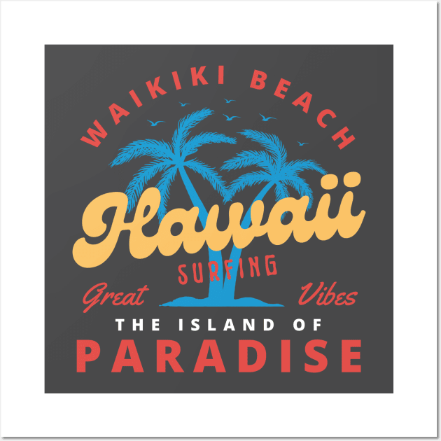 Waikiki Beach Surfing Surfer Hawaii Wall Art by Tip Top Tee's